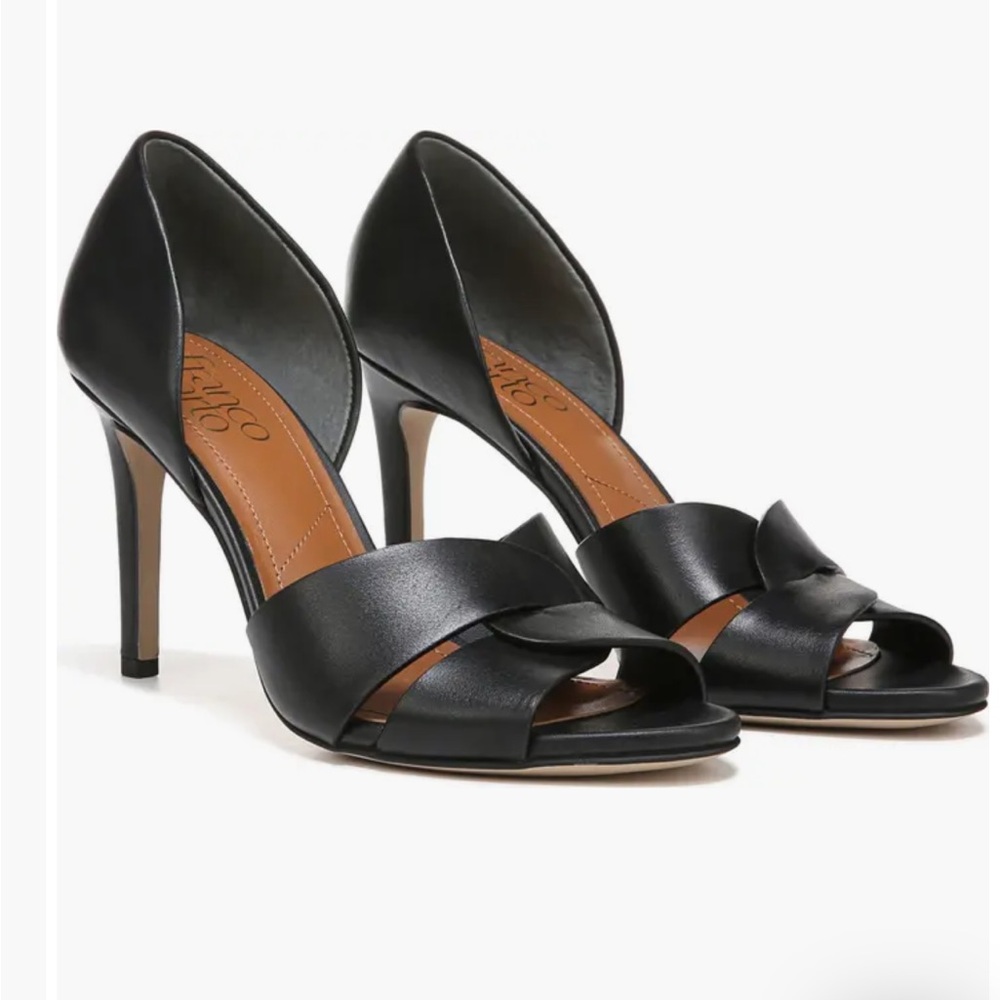 Franco Sarto HANITA Black open toe closed heel stiletto pumps 7.5 M brand New